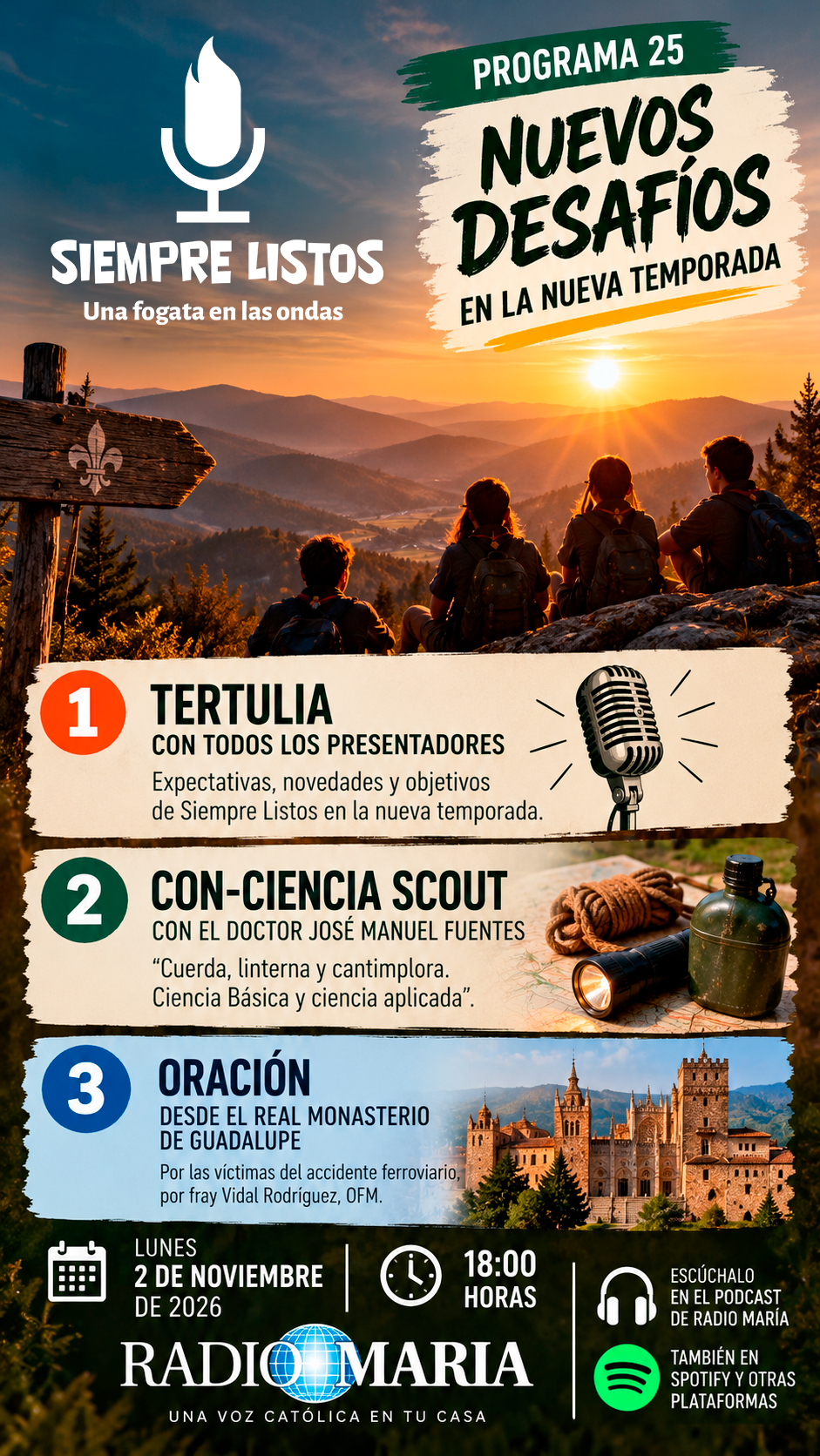 Cartel del programa 25 de Siempre Listos en Radio María